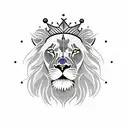 lion with a crown roaring while holding a clock tattoo design idea