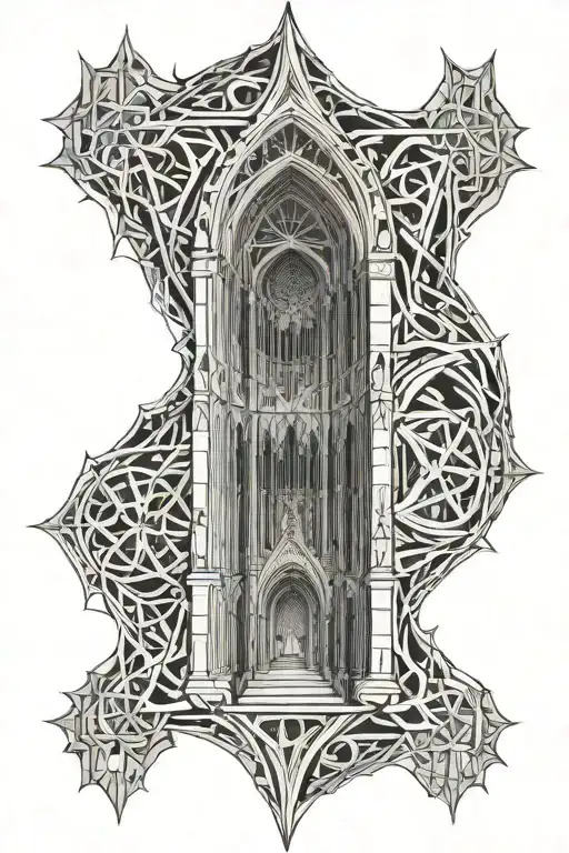 gothic cathedral neo trible tattoo  tattoo design idea