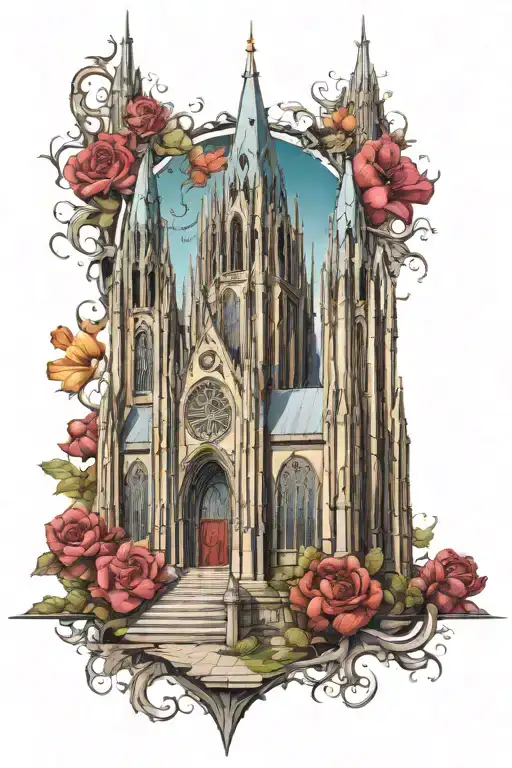 gothic cathedral neo trible tattoo  tattoo design idea