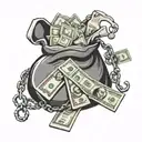 gangster style money bag tattoo design idea
