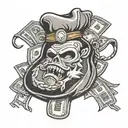 gangster style money bag tattoo design idea