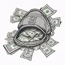 gangster style money bag tattoo design idea