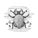 VW vintage beetle, surf, beach, pebbles tattoo design idea