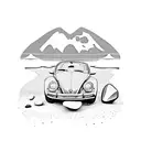 VW vintage beetle, surf, beach, pebbles tattoo design idea