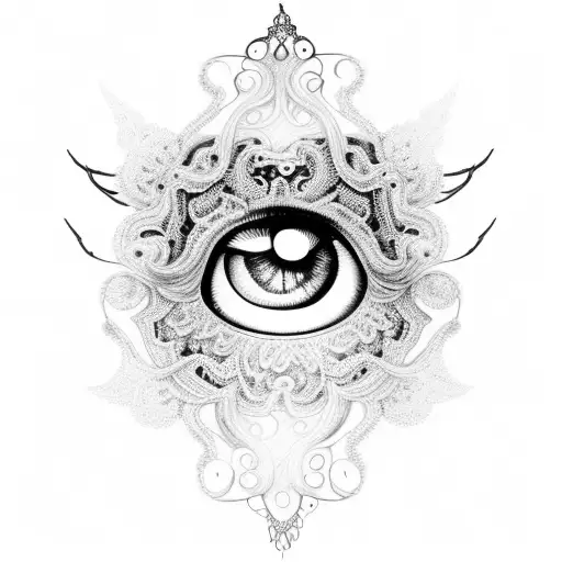 lace chandelier with eye  tattoo design idea