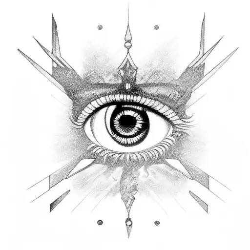 chandelier with eye  tattoo design idea