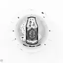 A beer bottle and a vinyl record merged together, representing the client's love for both music and beer tattoo design idea