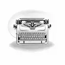 A typewriter with music notes coming out of the paper, representing the intersection of journalism and music tattoo design idea