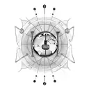 A tattoo design representing the client's love for traveling and radio, featuring a vintage microphone and a world map with radio waves emanating from different countries. tattoo design idea