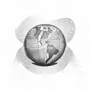 A tattoo design representing the client's love for traveling and radio, featuring a vintage microphone and a world map with radio waves emanating from different countries. tattoo design idea