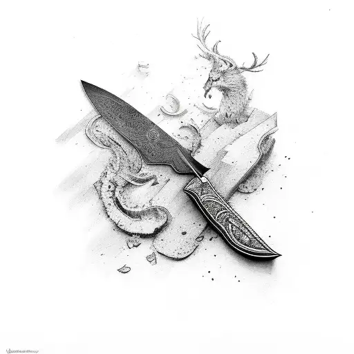 Knife, ukrainian style,  tattoo design idea