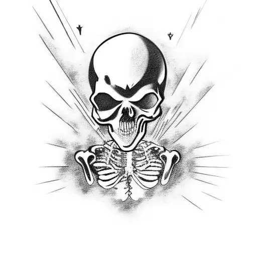 Evan in Graffiti, over a skeleton riding a motorcycle  tattoo design idea