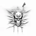 Evan in Graffiti, over a skeleton riding a motorcycle  tattoo design idea