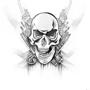 Evan in Graffiti, over a skeleton riding a motorcycle  tattoo design idea