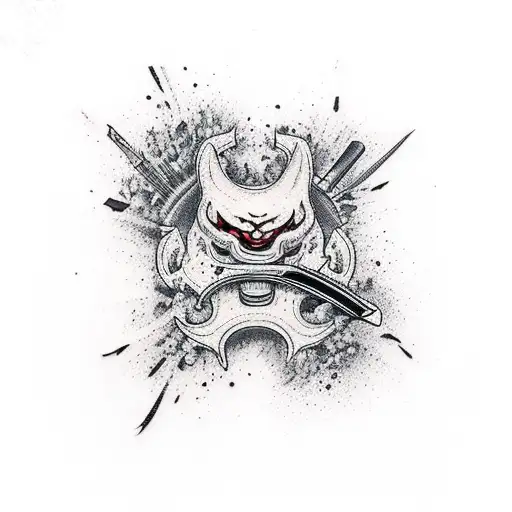 survival knife kill bloody tattoo design idea