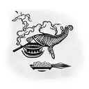 a shrimp chef frying rice tattoo design idea