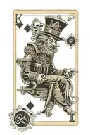 playing card king of diamond with king sitting on throne tattoo design idea