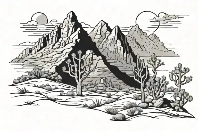 desert landscape tattoo design idea