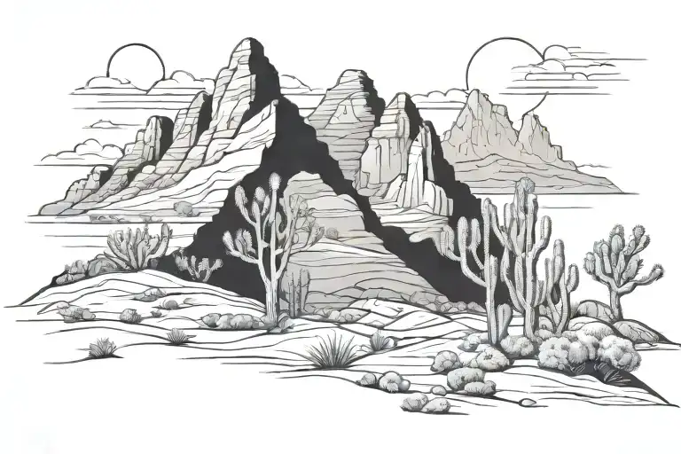desert landscape tattoo design idea