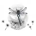 Dragonfly, cresent moon, dandelion tattoo design idea