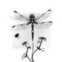 Dragonfly, cresent moon, dandelion tattoo design idea