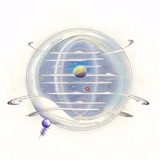 solar system with gaseous clouds behind it tattoo design idea