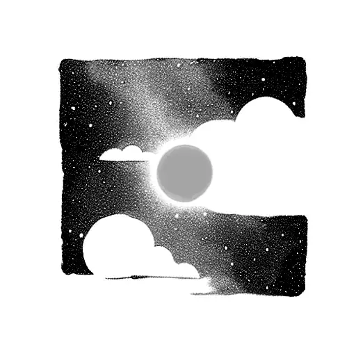 solar system with gaseous clouds behind it tattoo design idea