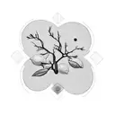 Black line tattoo with a lemon tree at the center and include images around the tree of jewish items and mustaches tattoo design idea