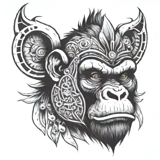 Warrior Ape tattoo design idea