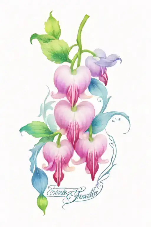 dainty bleeding hearts flower with text tattoo tattoo design idea
