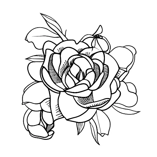 gardenia with no stem, minimalized desgin tattoo design idea