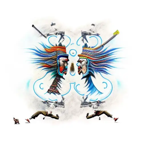 two mongol warriors facing eachother tattoo design idea