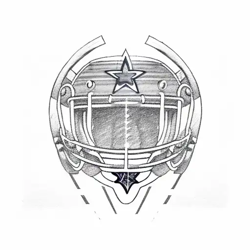 Sketch "Wooden Dallas Cowboys Star" Tattoo Idea BlackInk AI