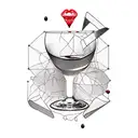 minimal lines with chalice and scissors with wine and god tattoo design idea