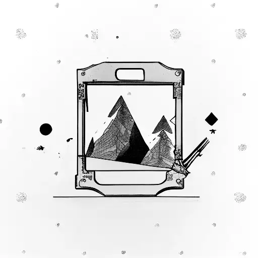 vintage, broken, handheld mirror tattoo design idea