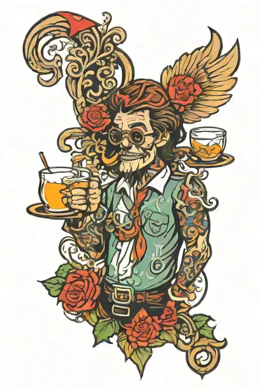 bartender pint glass tattoo design idea
