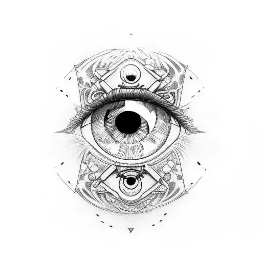 The full moon and eye pill tattoo design idea