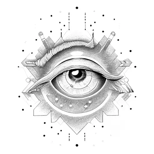 The full moon and eye pill tattoo design idea