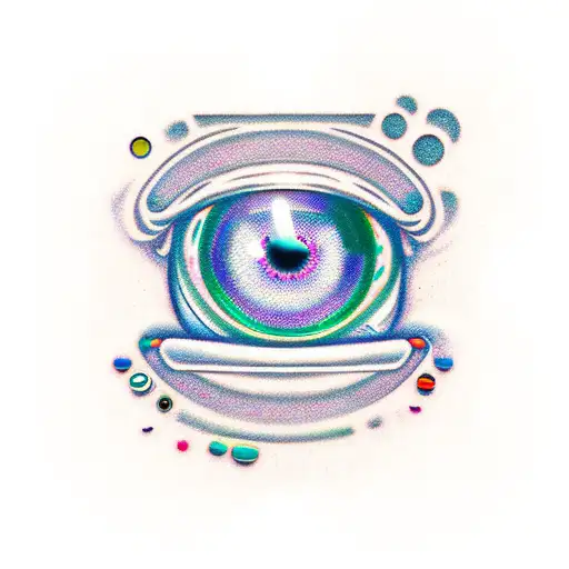 The full moon and eye pill tattoo design idea