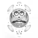 The full moon and eye pill tattoo design idea