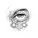 The full moon and eye pill tattoo design idea