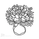 aster and chrysanthemum and morning glory bouquet  tattoo design idea