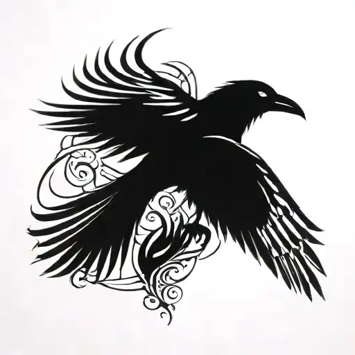 Raven is alone tattoo design idea