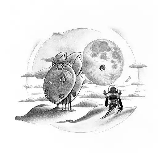 the lyrics "I'll make it to the moon if I have to crawl" tattoo design idea