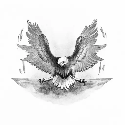 eagle with well tattoo design idea