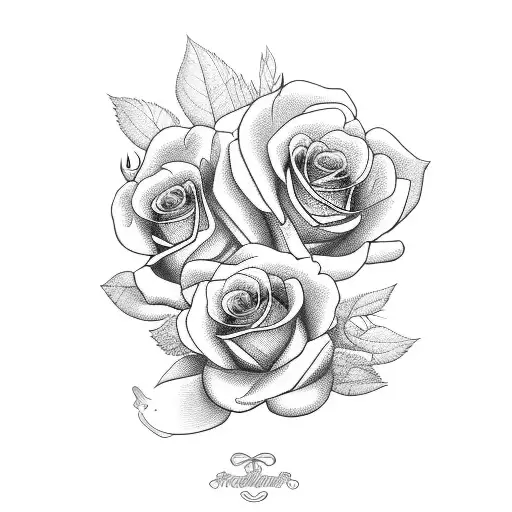 Amelia name with roses  tattoo design idea