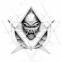 triangle with an eye associated with the word devil  tattoo design idea