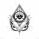 triangle with an eye associated with the word devil  tattoo design idea