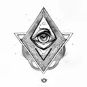 triangle with an eye associated with the word devil  tattoo design idea
