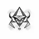triangle with an eye associated with the word devil  tattoo design idea